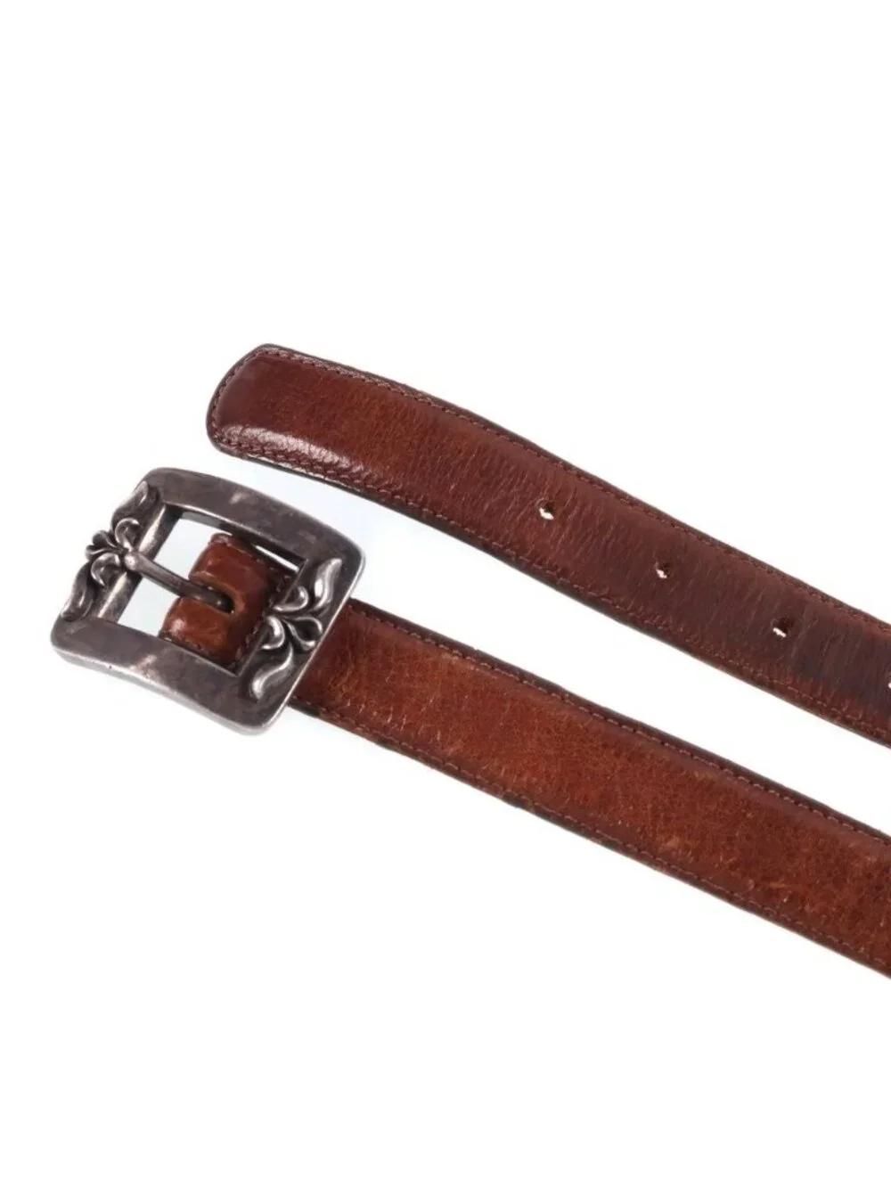 Chrome Hearts Blt Otj 1.0 Leather Belt Brown Silver